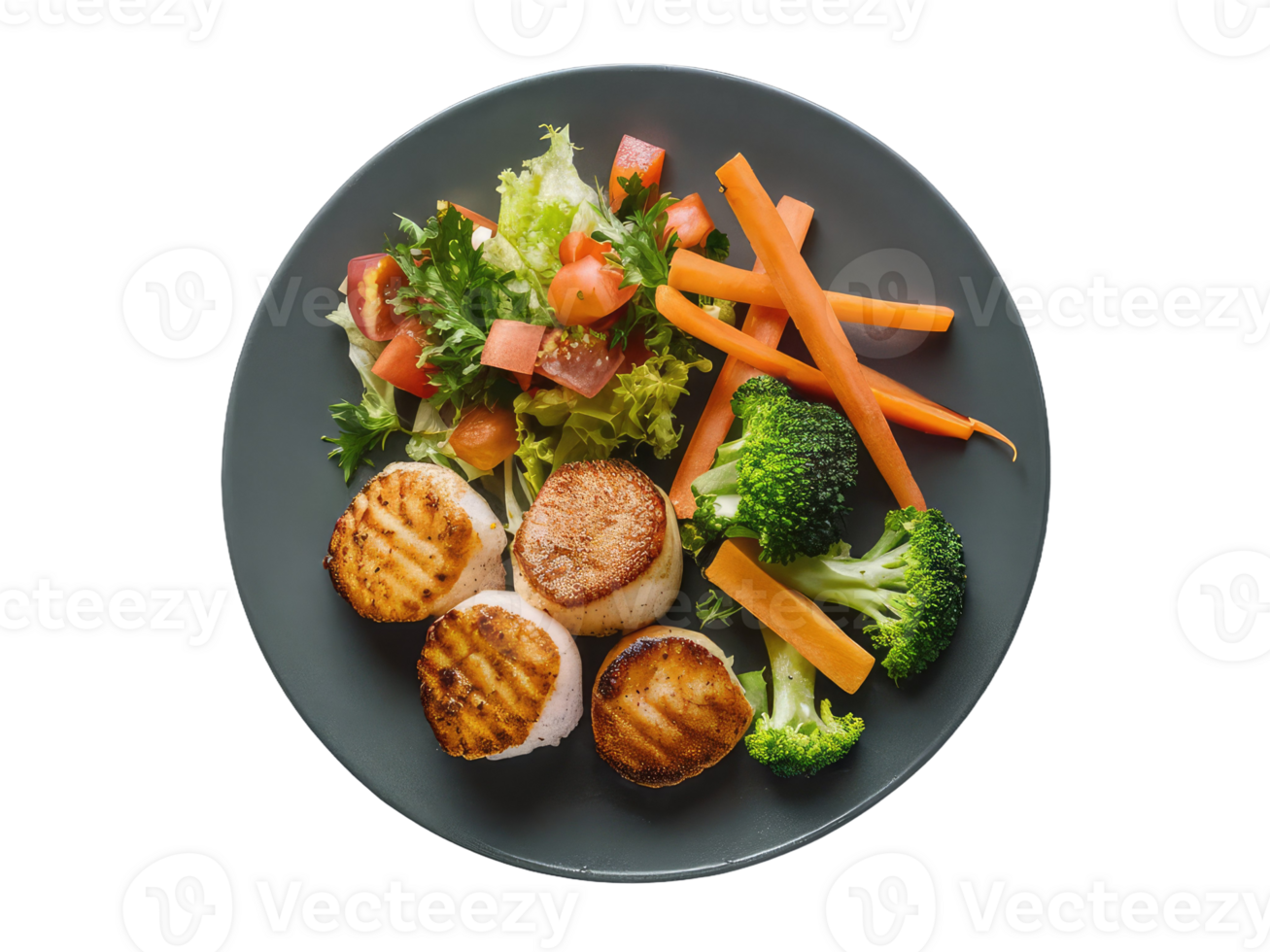 Colorful Veggie Plate with Seashells png