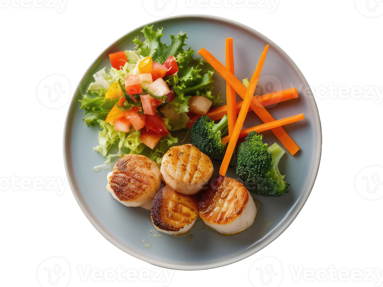 Colorful Veggie Plate with Seashells png