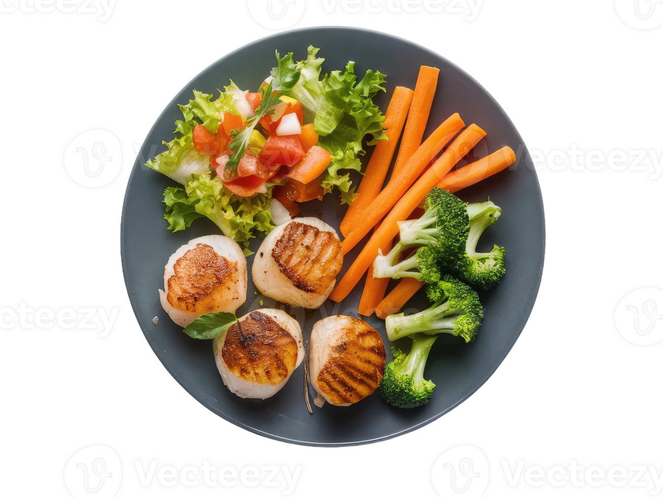 Colorful Veggie Plate with Seashells png
