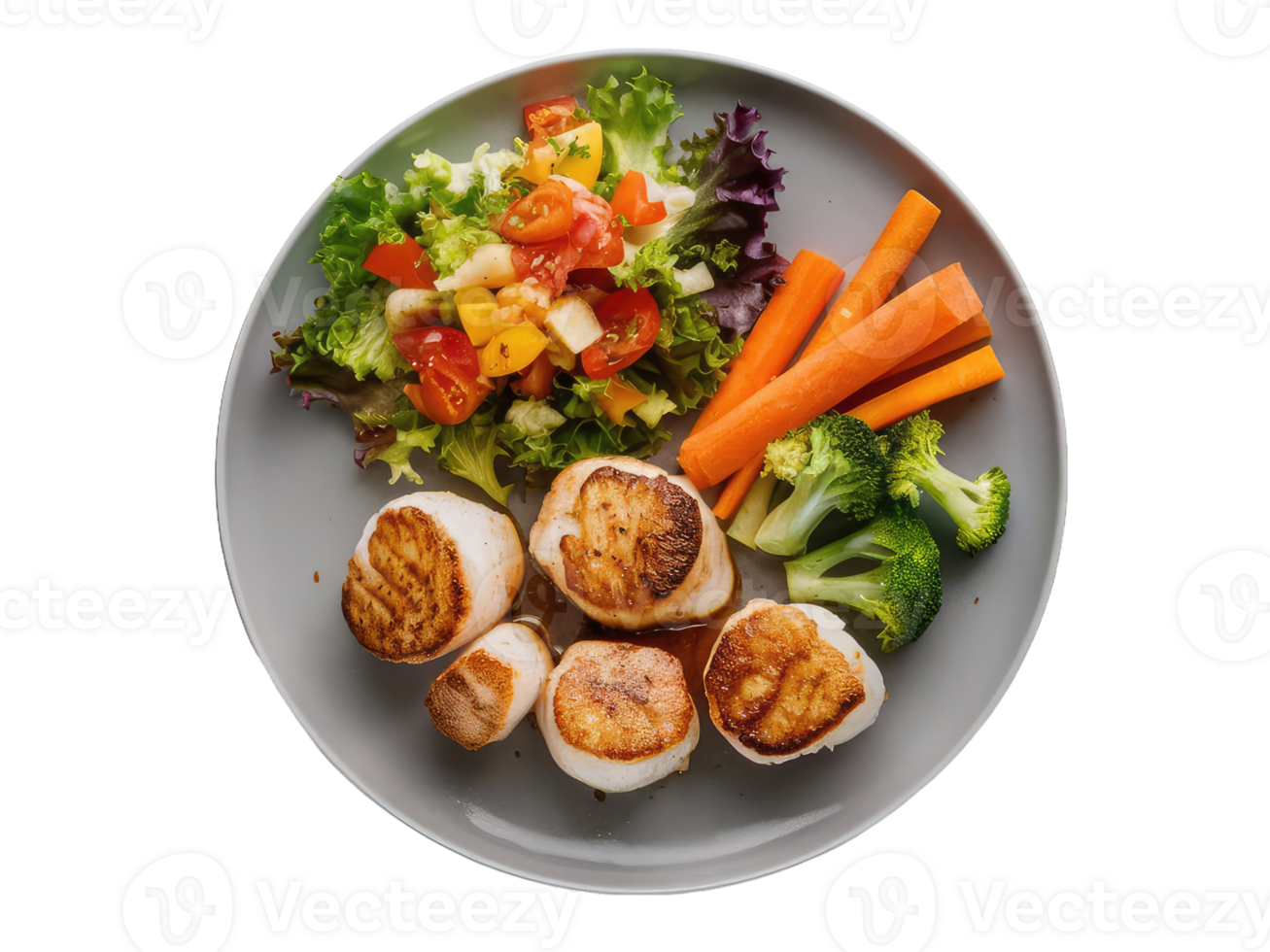 Colorful Veggie Plate with Seashells png
