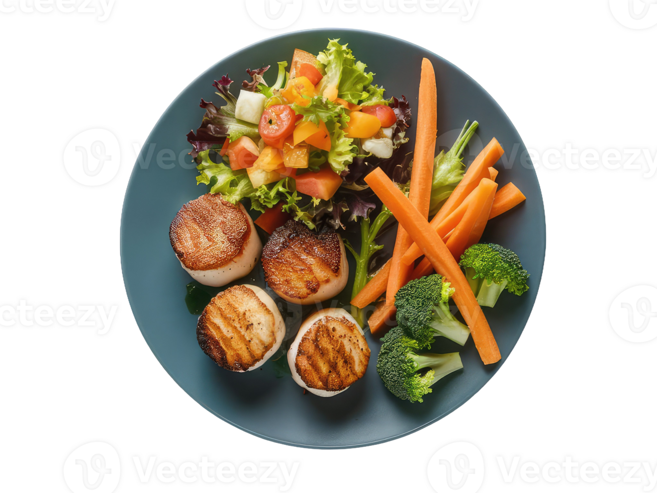 Colorful Veggie Plate with Seashells png