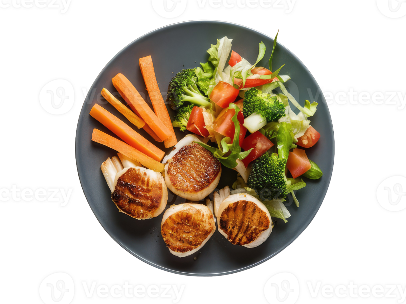 Colorful Veggie Plate with Seashells png