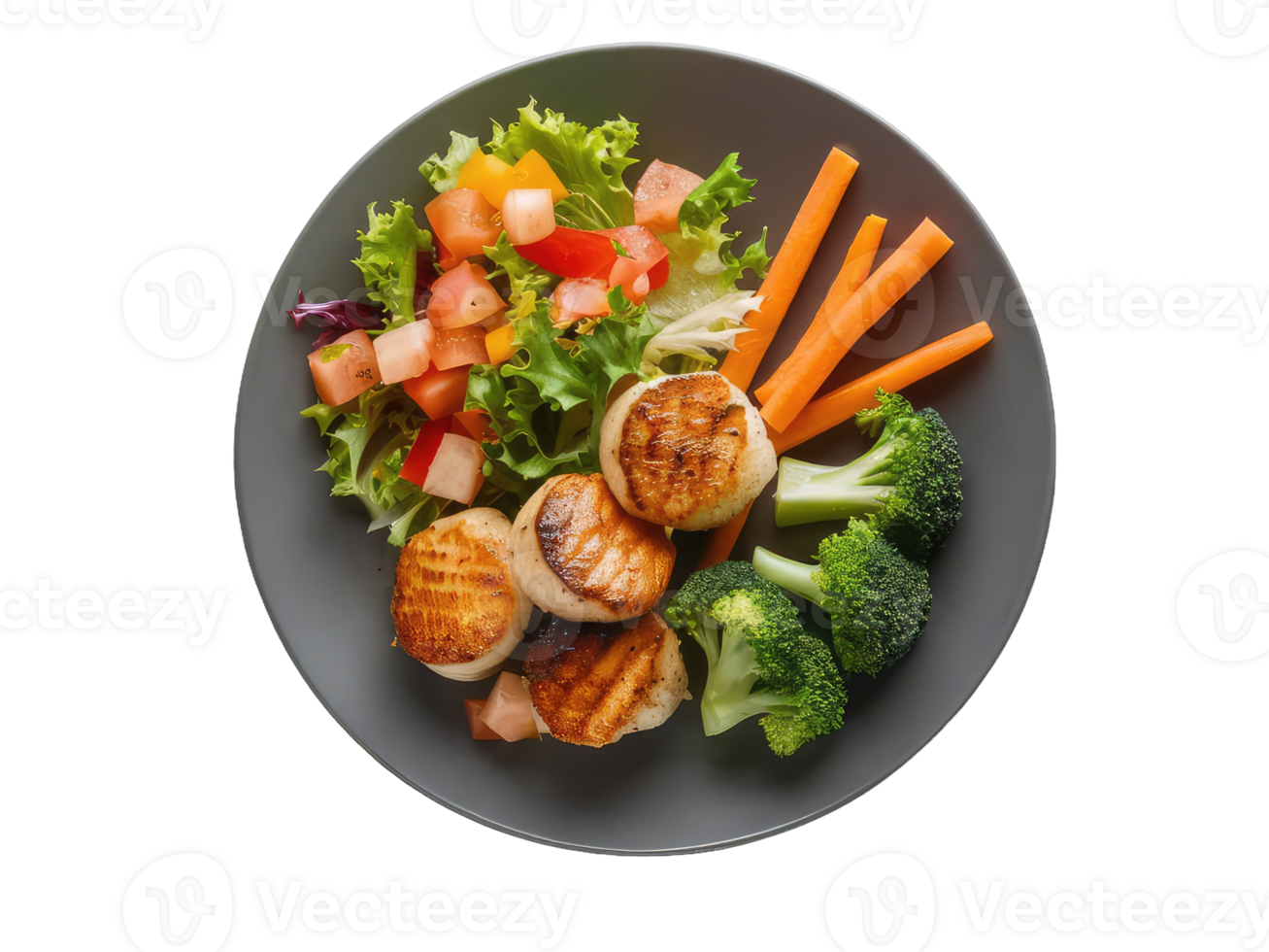 Colorful Veggie Plate with Seashells png