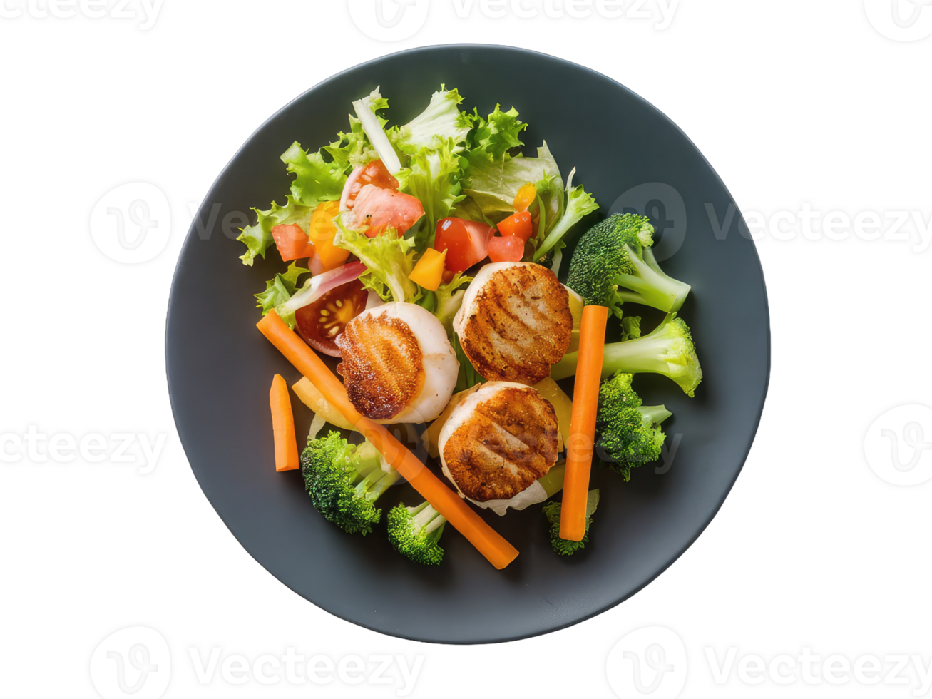 Colorful Veggie Plate with Seashells png