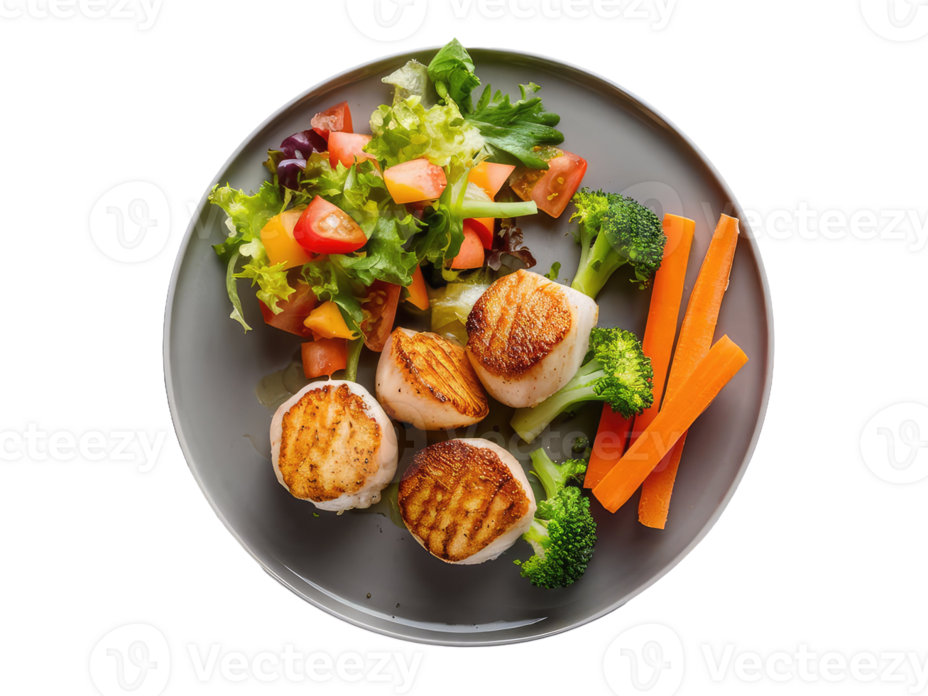 Colorful Veggie Plate with Seashells png