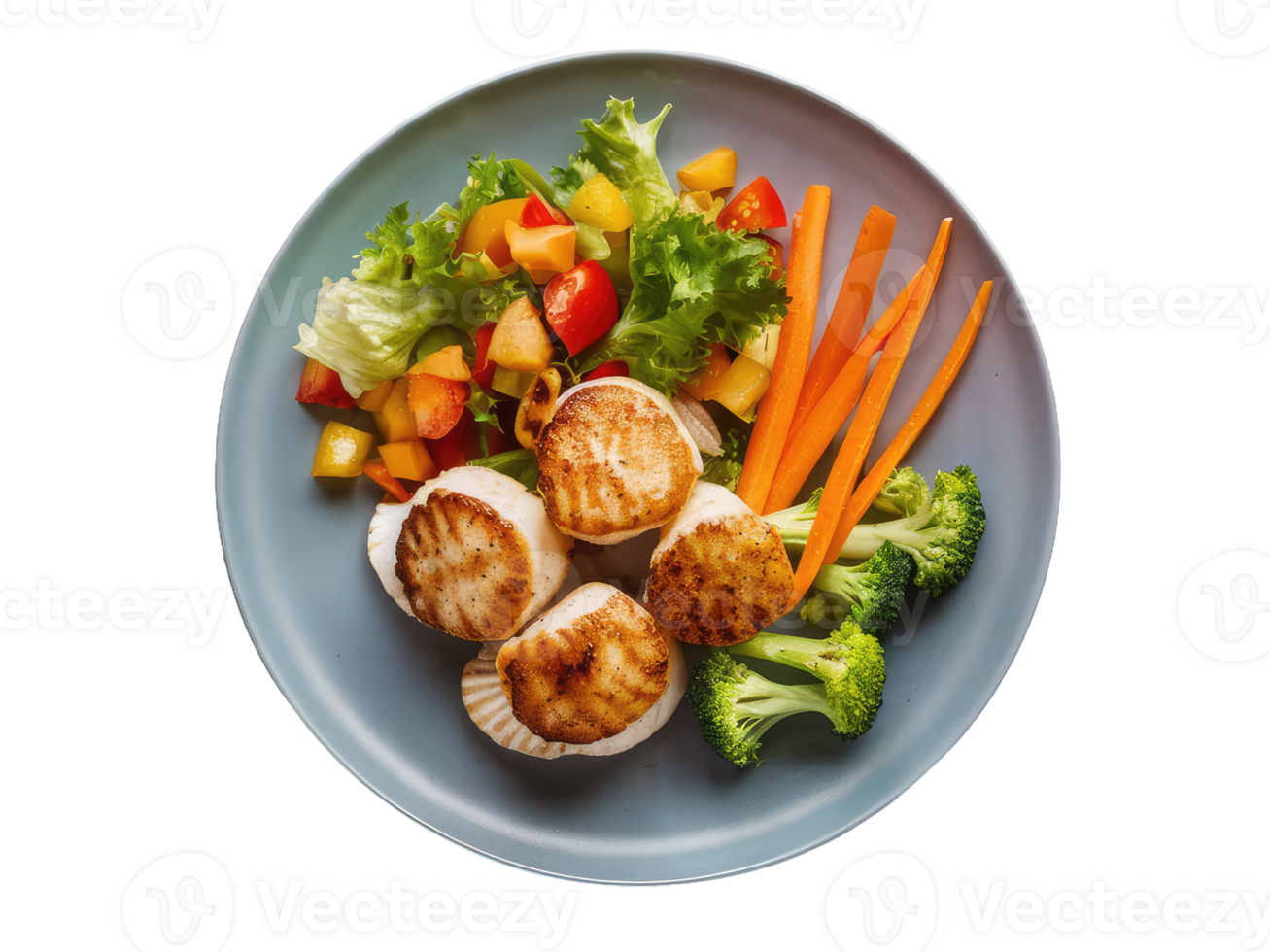 Colorful Veggie Plate with Seashells png