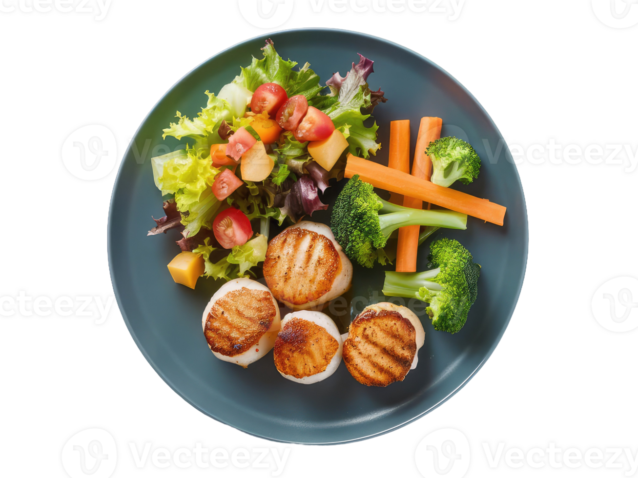 Colorful Veggie Plate with Seashells png