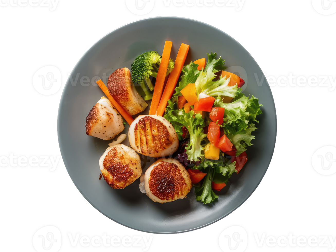 Colorful Veggie Plate with Seashells png