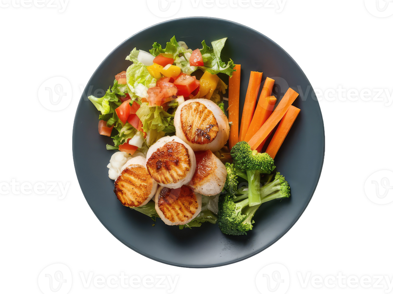 Colorful Veggie Plate with Seashells png