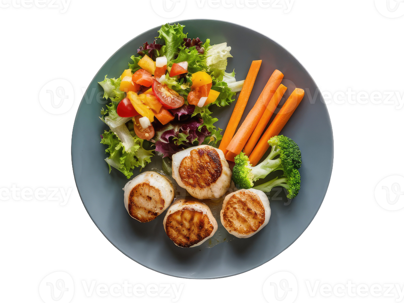 Colorful Veggie Plate with Seashells png