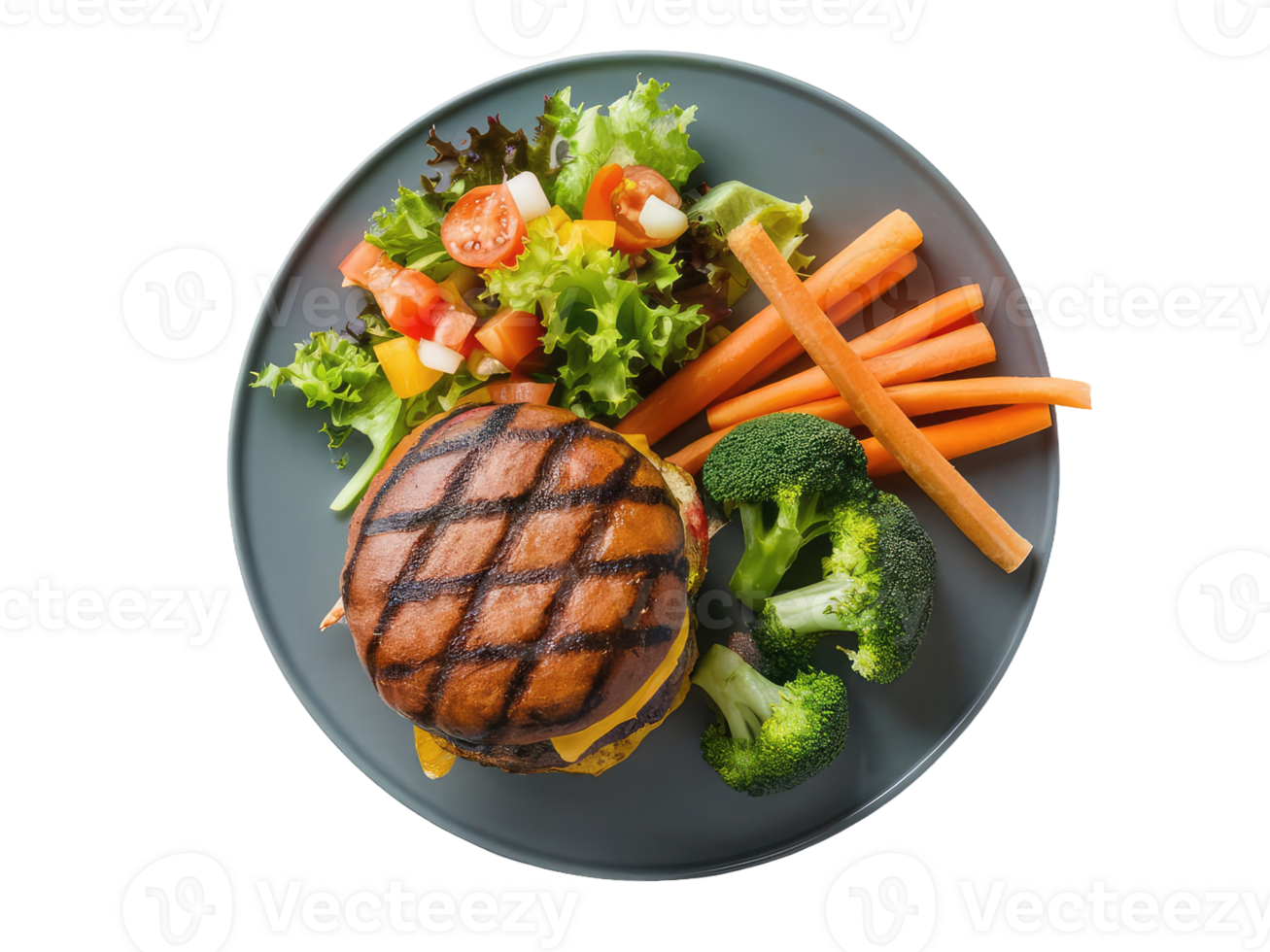 Loaded Veggie Burger on a Plate png