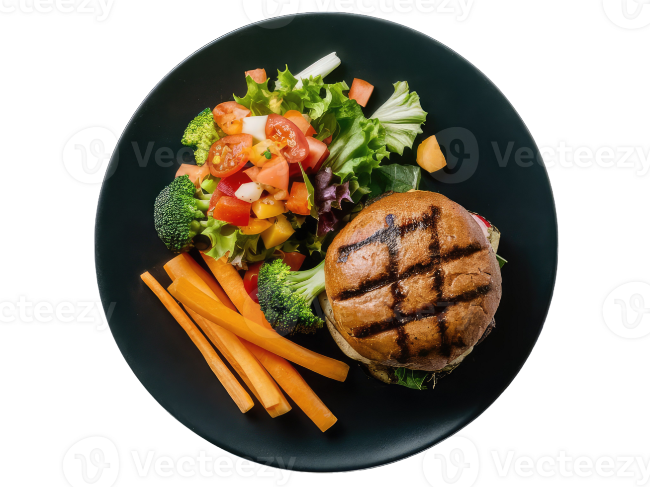 Loaded Veggie Burger on a Plate png