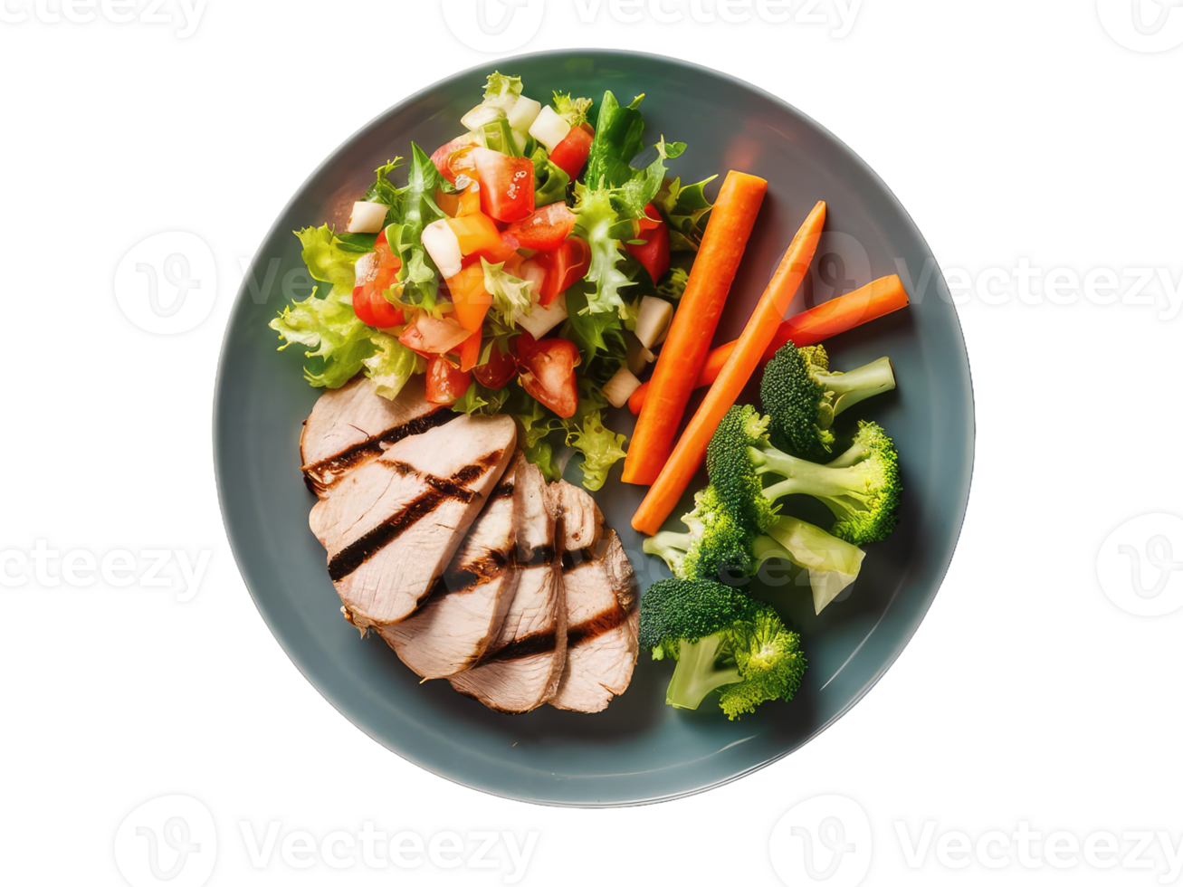 Balanced Plate with Grilled Chicken and Vegetables png