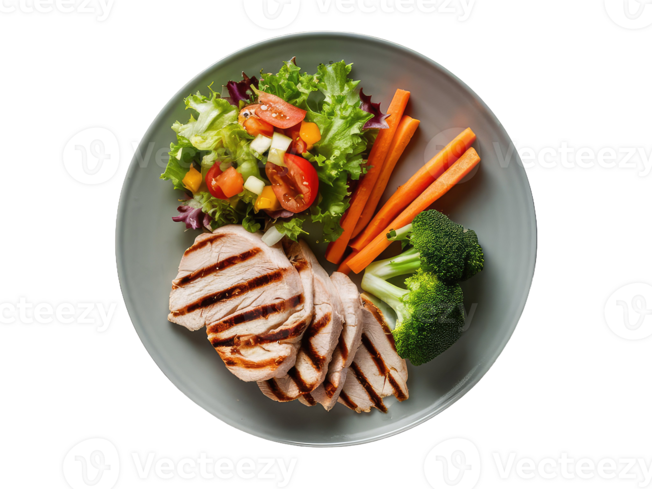 Balanced Plate with Grilled Chicken and Vegetables png