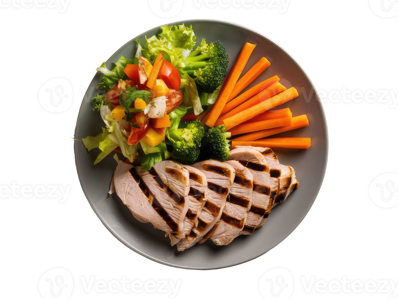 Balanced Plate with Grilled Chicken and Vegetables png