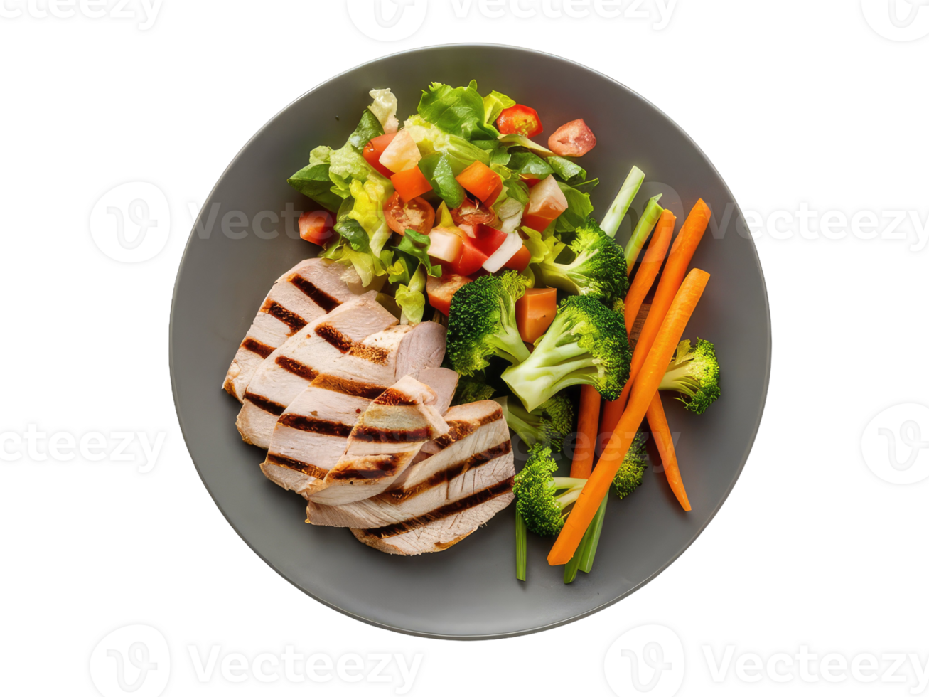 Balanced Plate with Grilled Chicken and Vegetables png