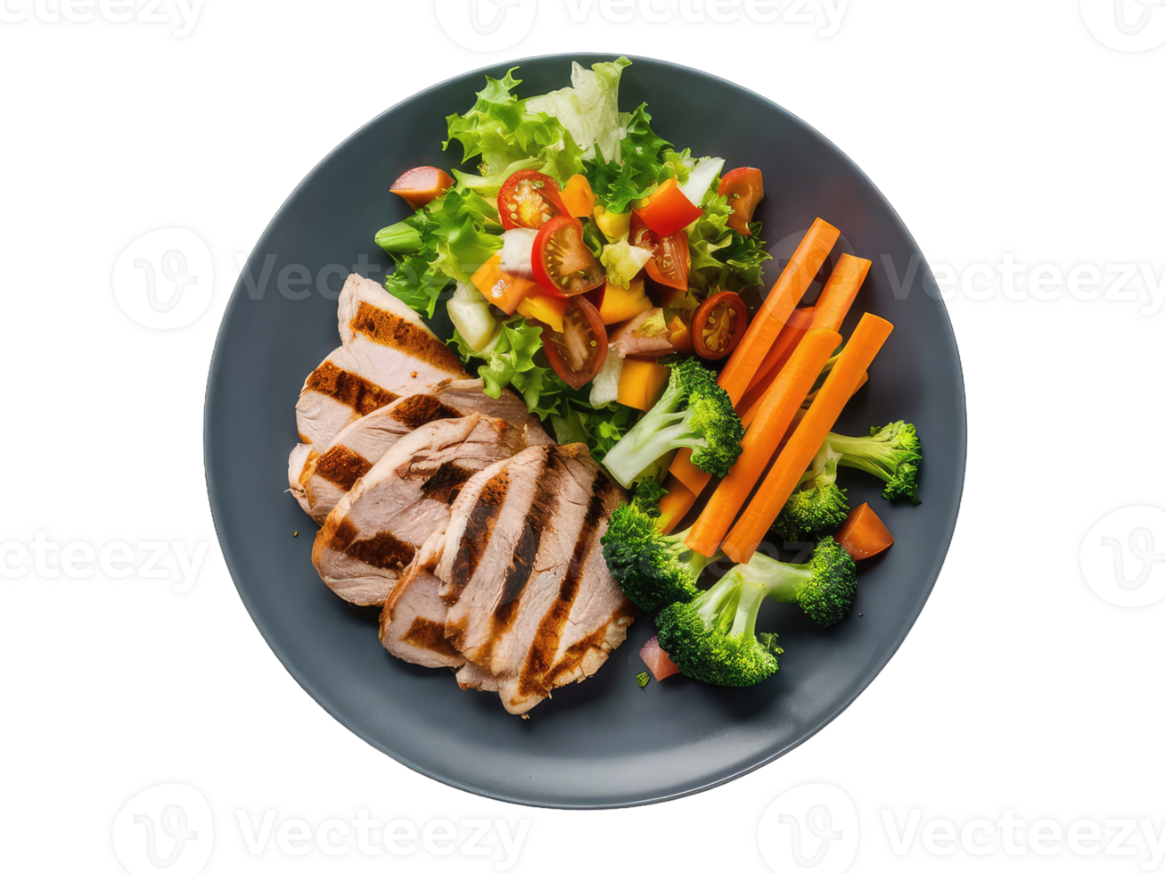 Balanced Plate with Grilled Chicken and Vegetables png