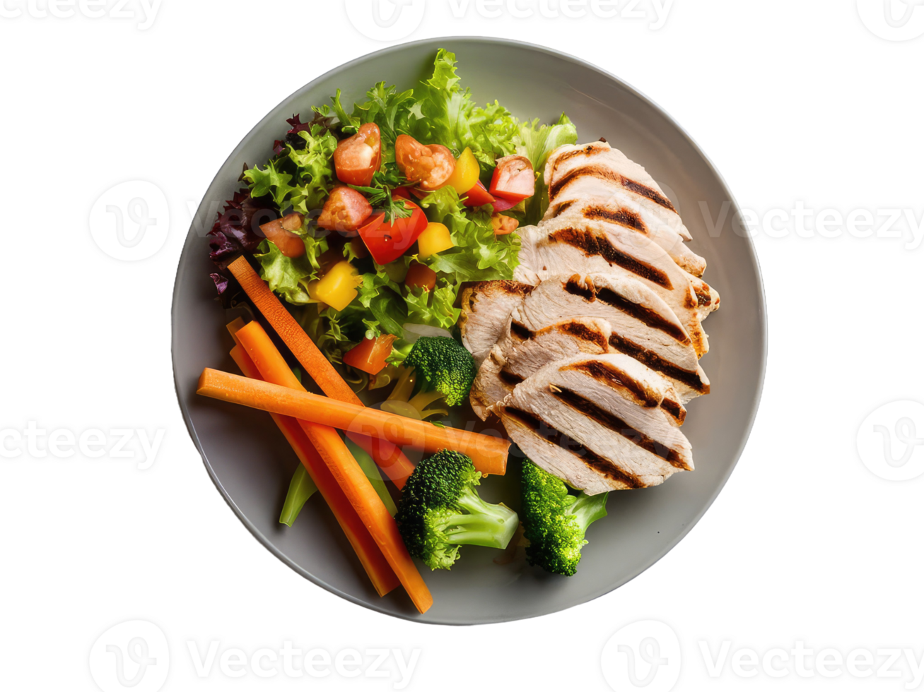 Balanced Plate with Grilled Chicken and Vegetables png