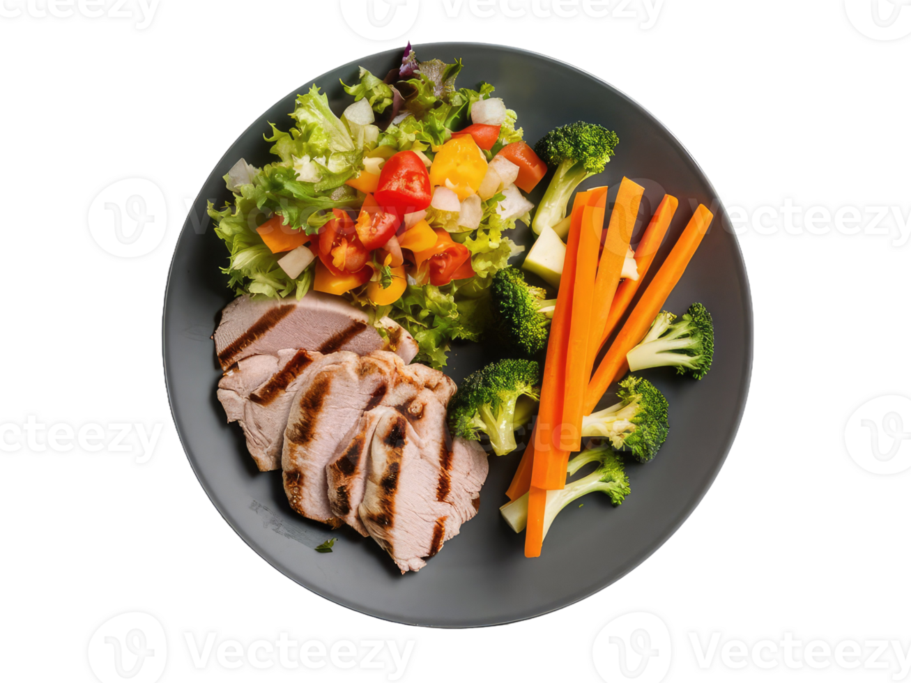 Balanced Plate with Grilled Chicken and Vegetables png