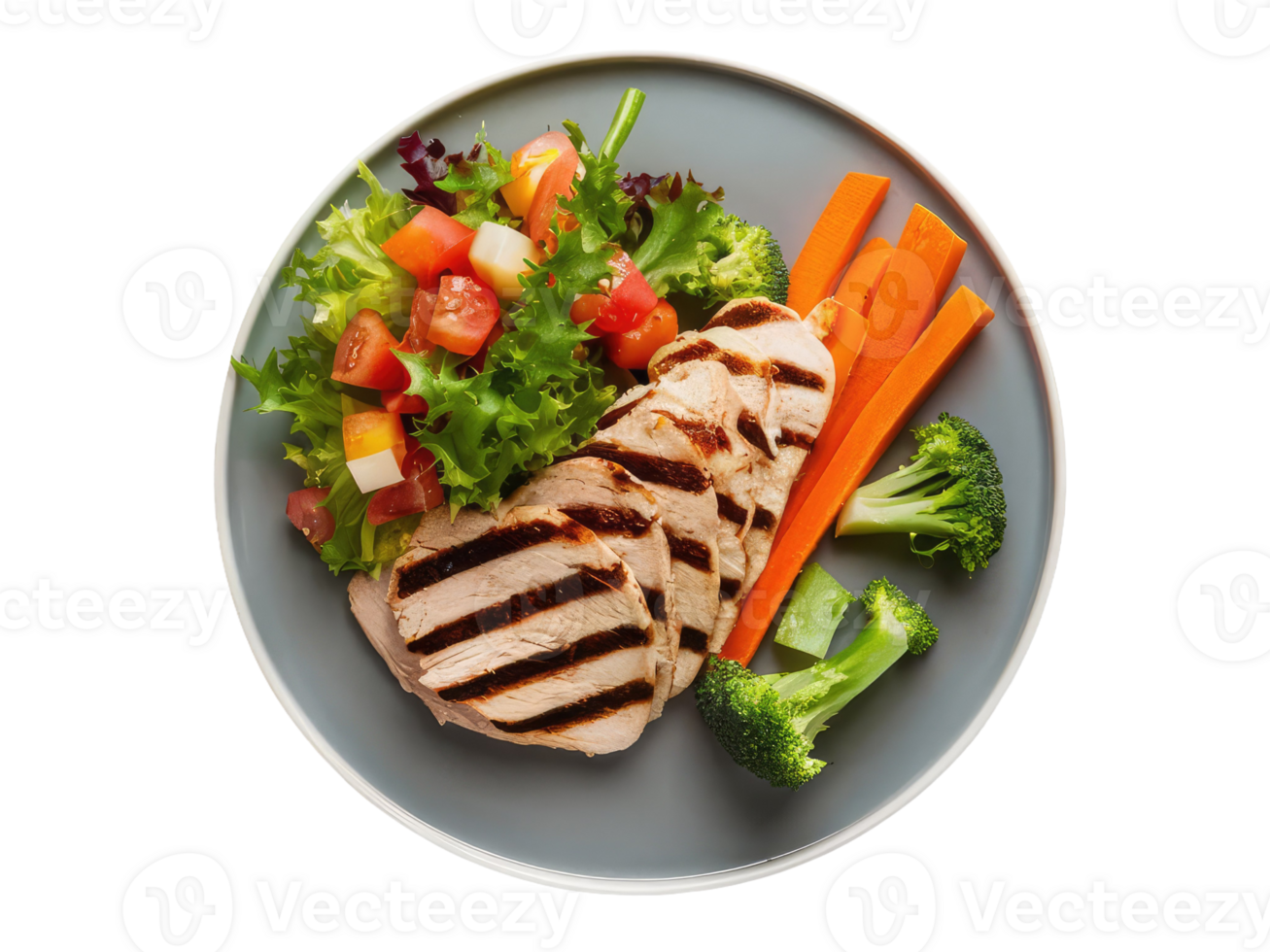 Balanced Plate with Grilled Chicken and Vegetables png