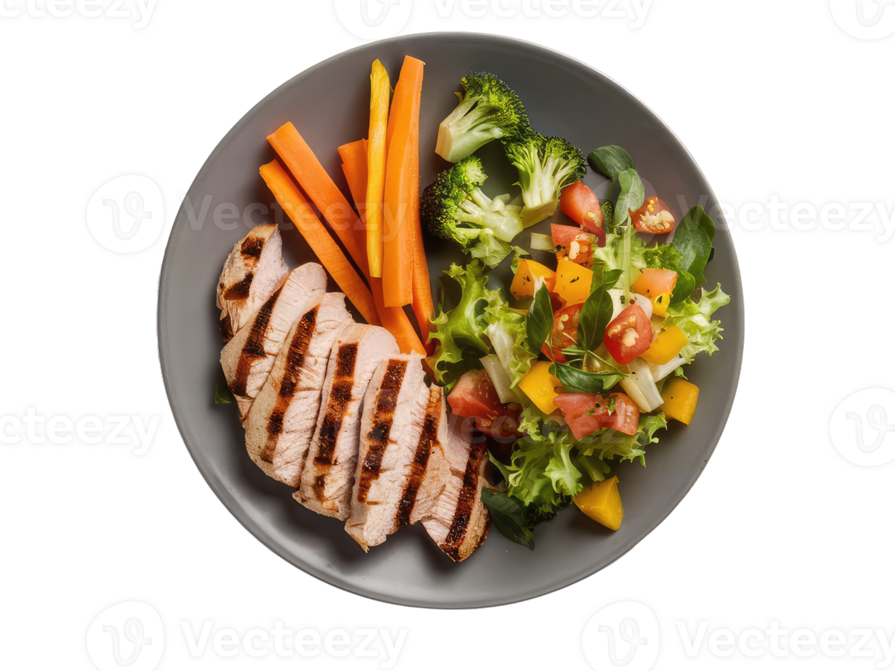 Balanced Plate with Grilled Chicken and Vegetables png