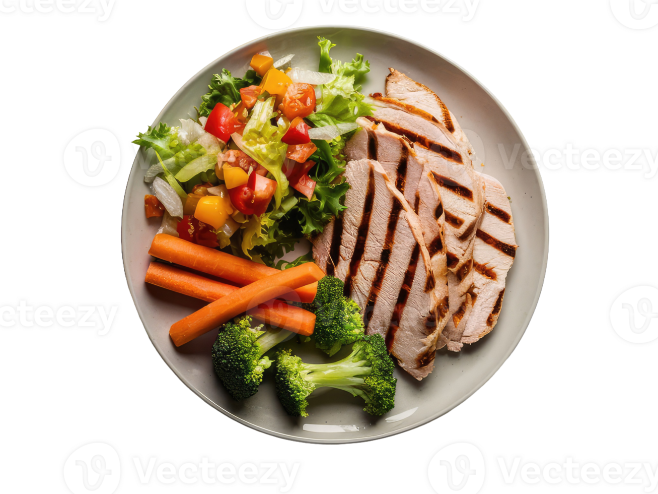 Balanced Plate with Grilled Chicken and Vegetables png
