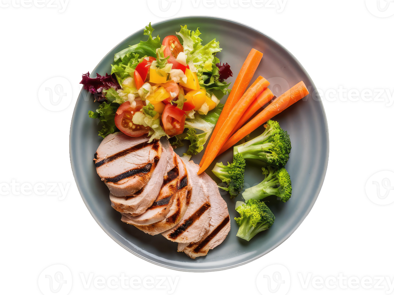 Balanced Plate with Grilled Chicken and Vegetables png