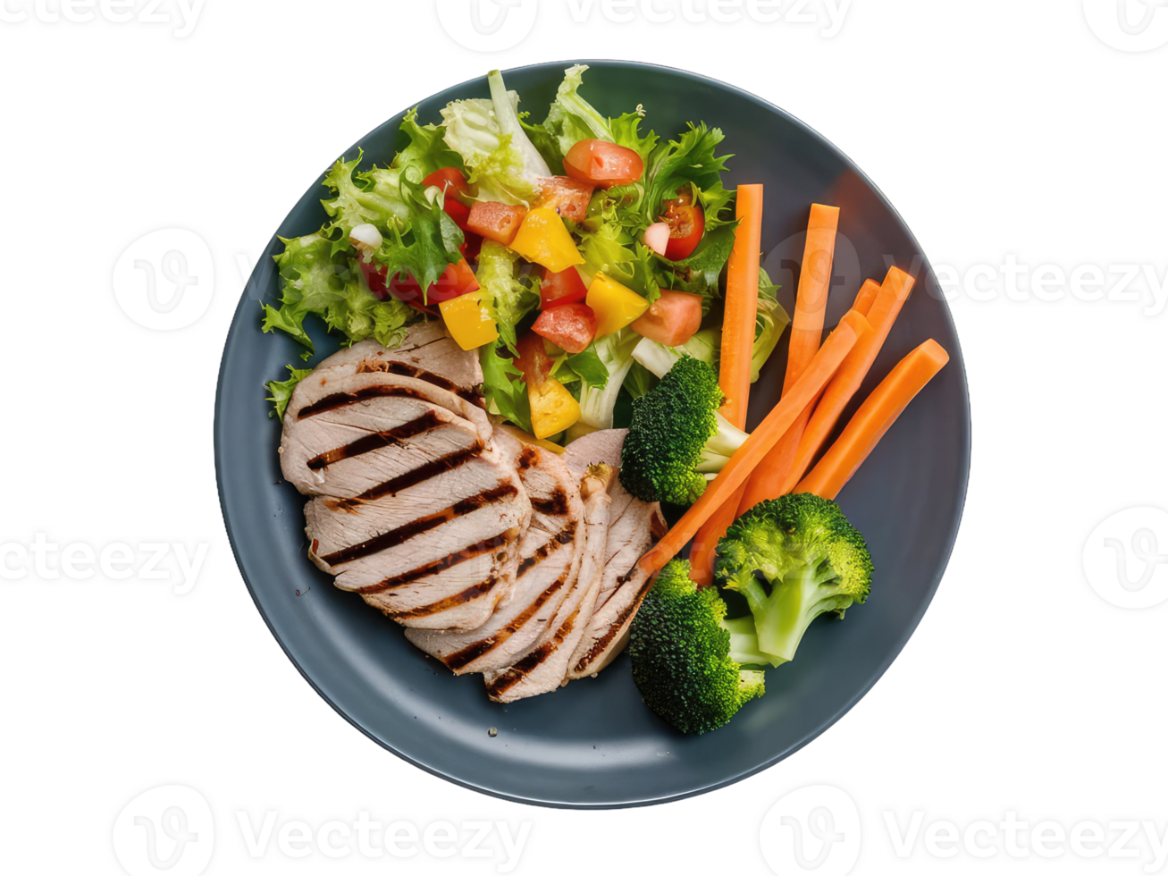 Balanced Plate with Grilled Chicken and Vegetables png