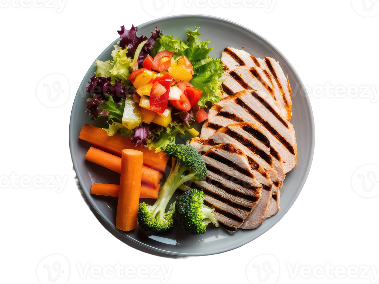 Balanced Plate with Grilled Chicken and Vegetables png