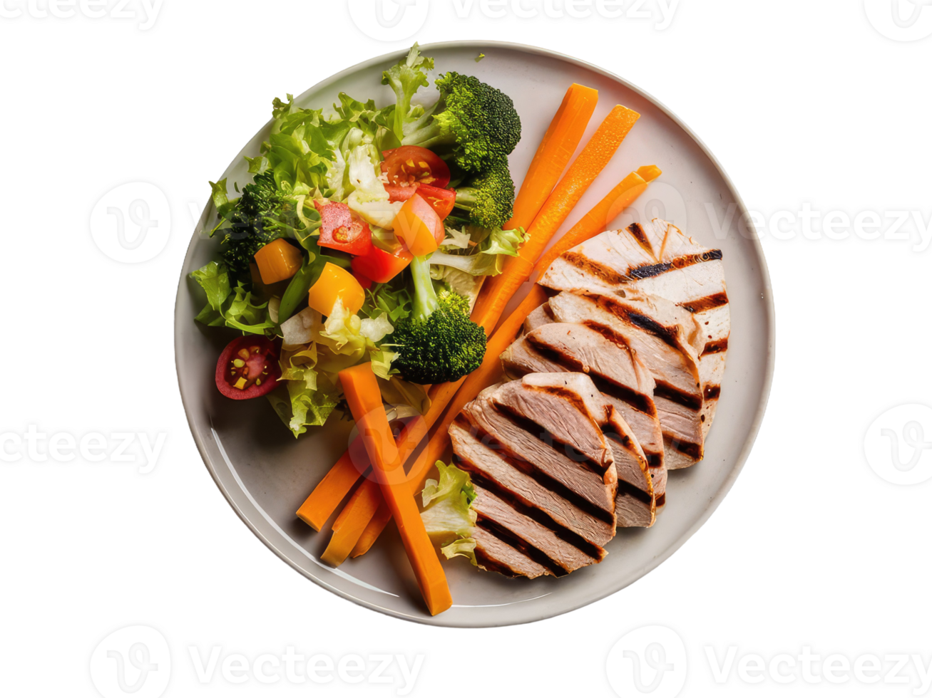 Balanced Plate with Grilled Chicken and Vegetables png