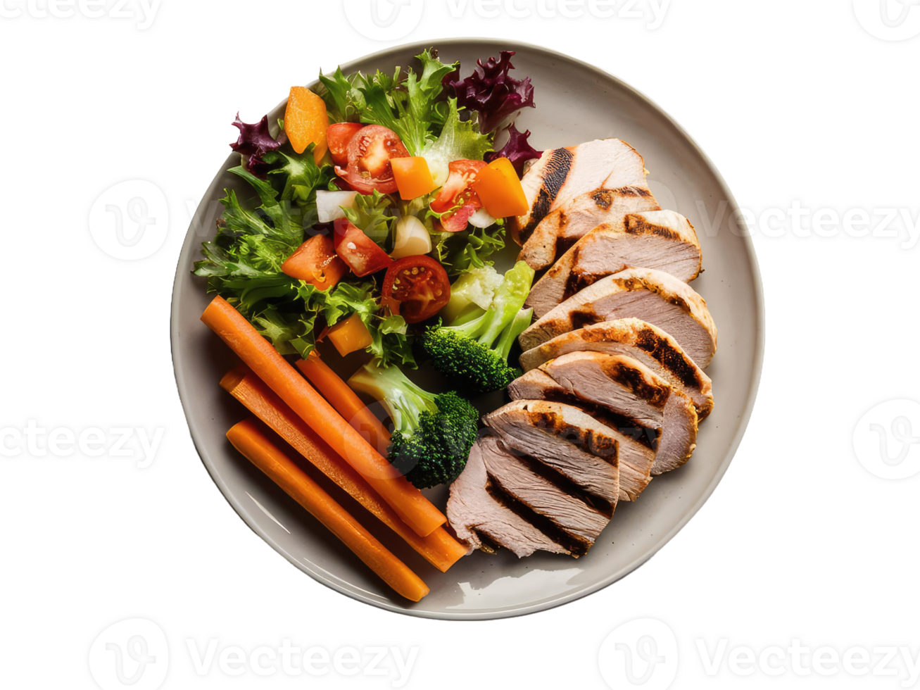 Balanced Plate with Grilled Chicken and Vegetables png