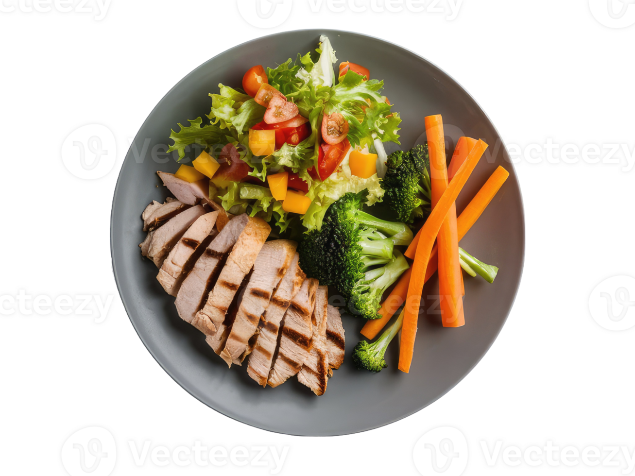 Balanced Plate with Grilled Chicken and Vegetables png