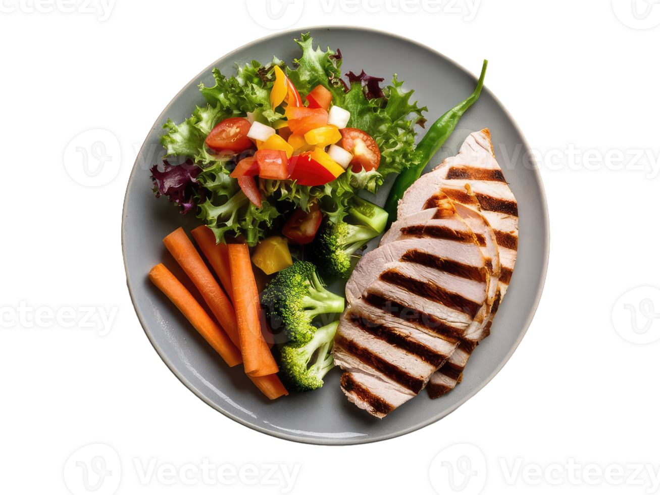 Balanced Plate with Grilled Chicken and Vegetables png