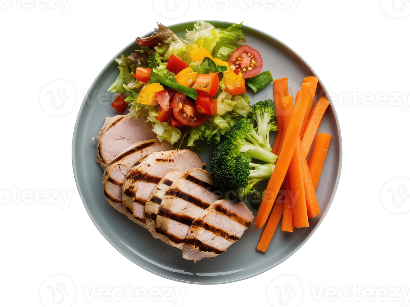 Balanced Plate with Grilled Chicken and Vegetables png