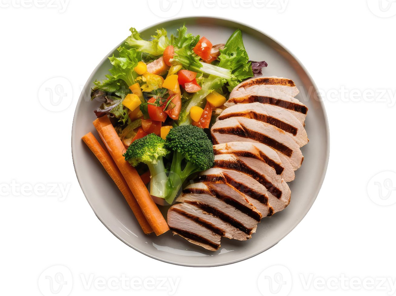 Balanced Plate with Grilled Chicken and Vegetables png