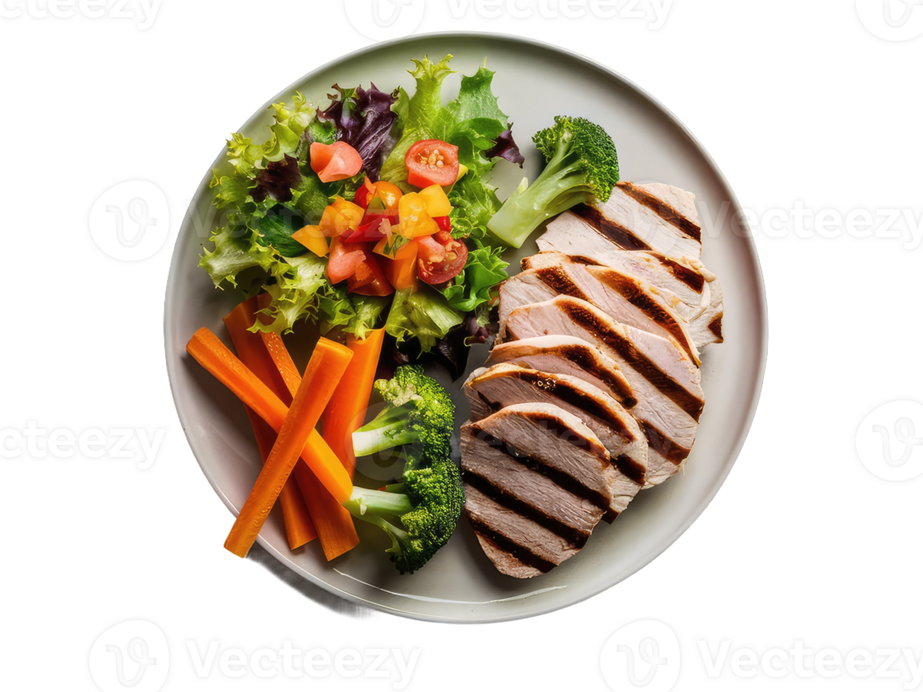 Balanced Plate with Grilled Chicken and Vegetables png