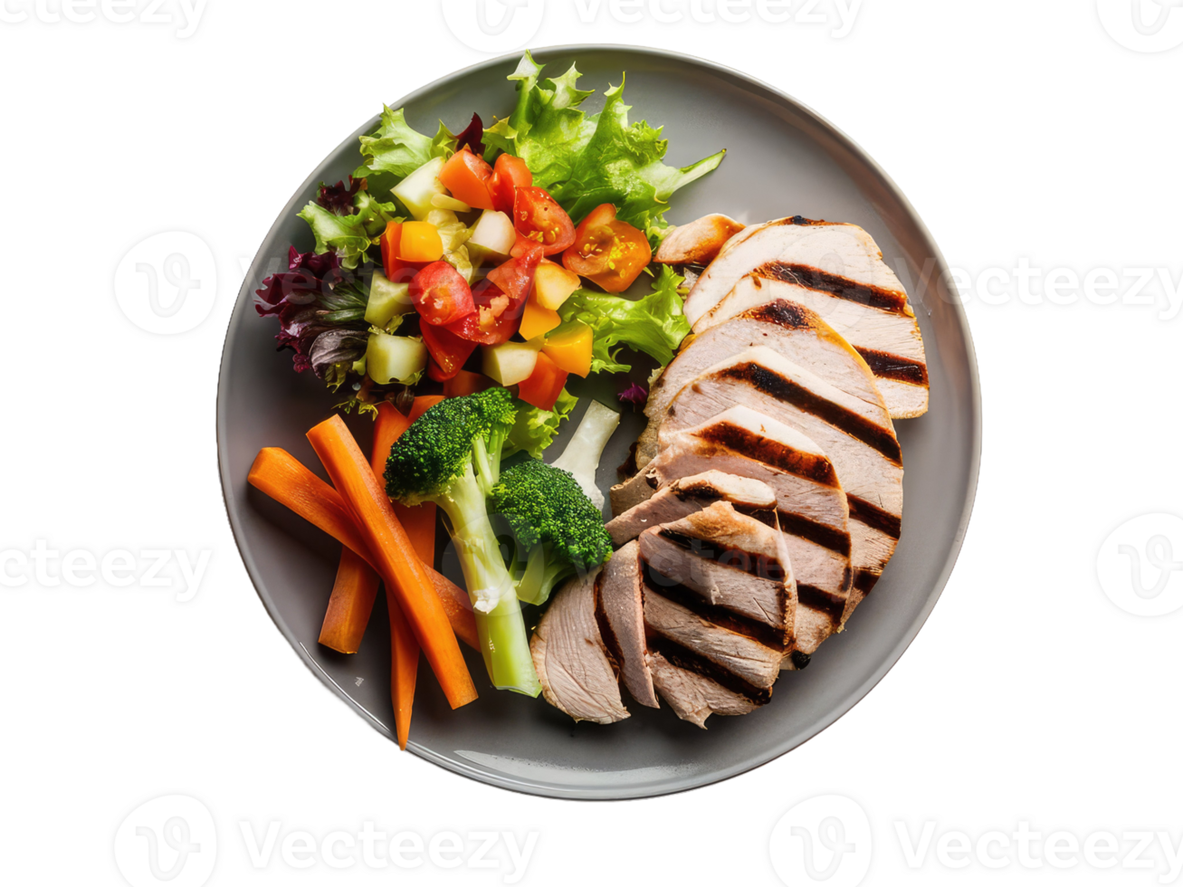 Balanced Plate with Grilled Chicken and Vegetables png