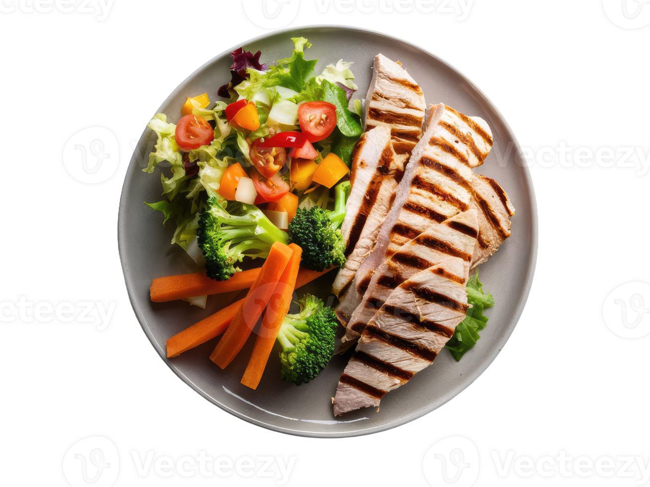 Balanced Plate with Grilled Chicken and Vegetables png