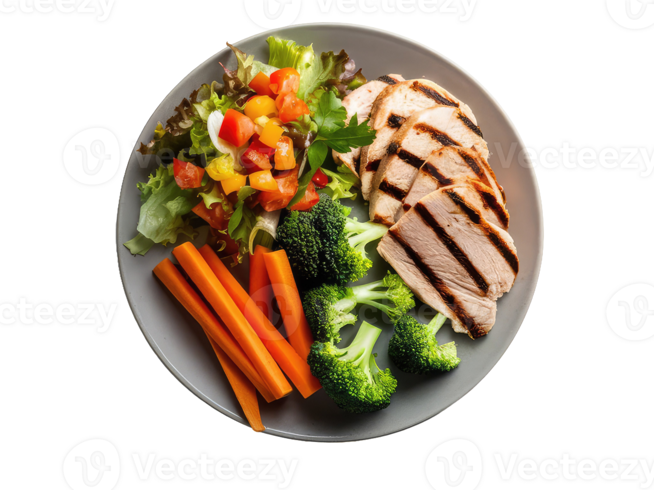 Balanced Plate with Grilled Chicken and Vegetables png