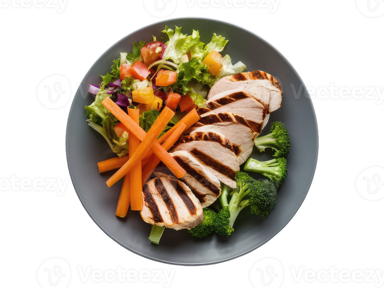 Balanced Plate with Grilled Chicken and Vegetables png