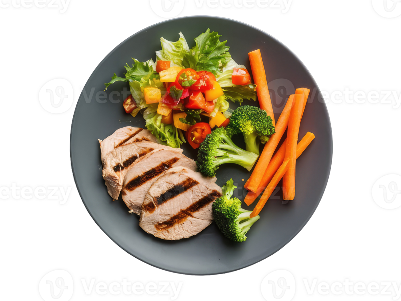 Balanced Plate with Grilled Chicken and Vegetables png