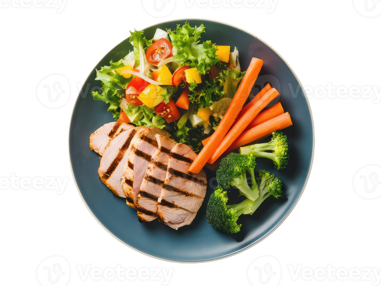 Balanced Plate with Grilled Chicken and Vegetables png