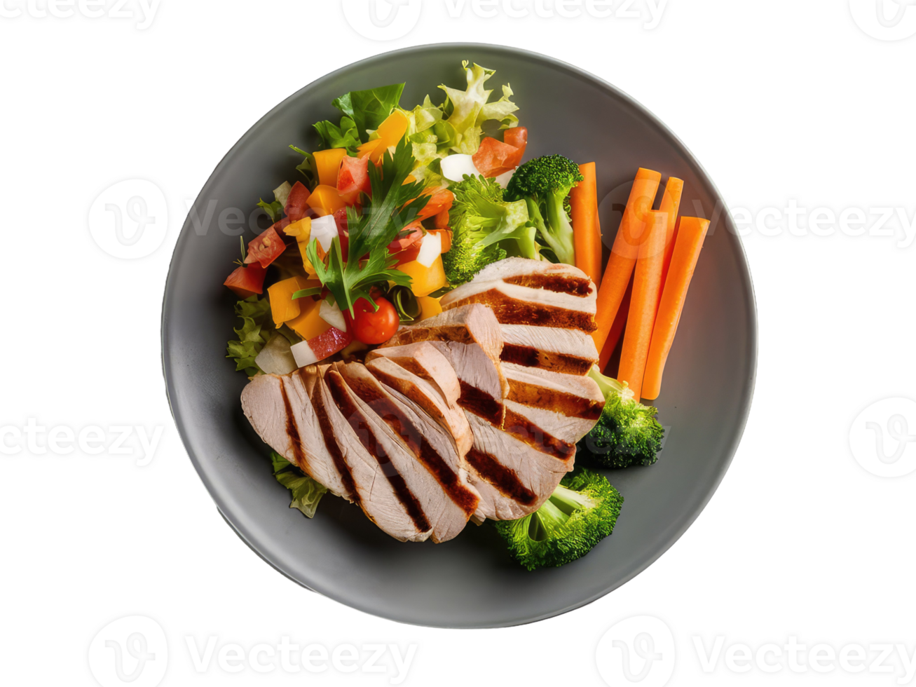 Balanced Plate with Grilled Chicken and Vegetables png