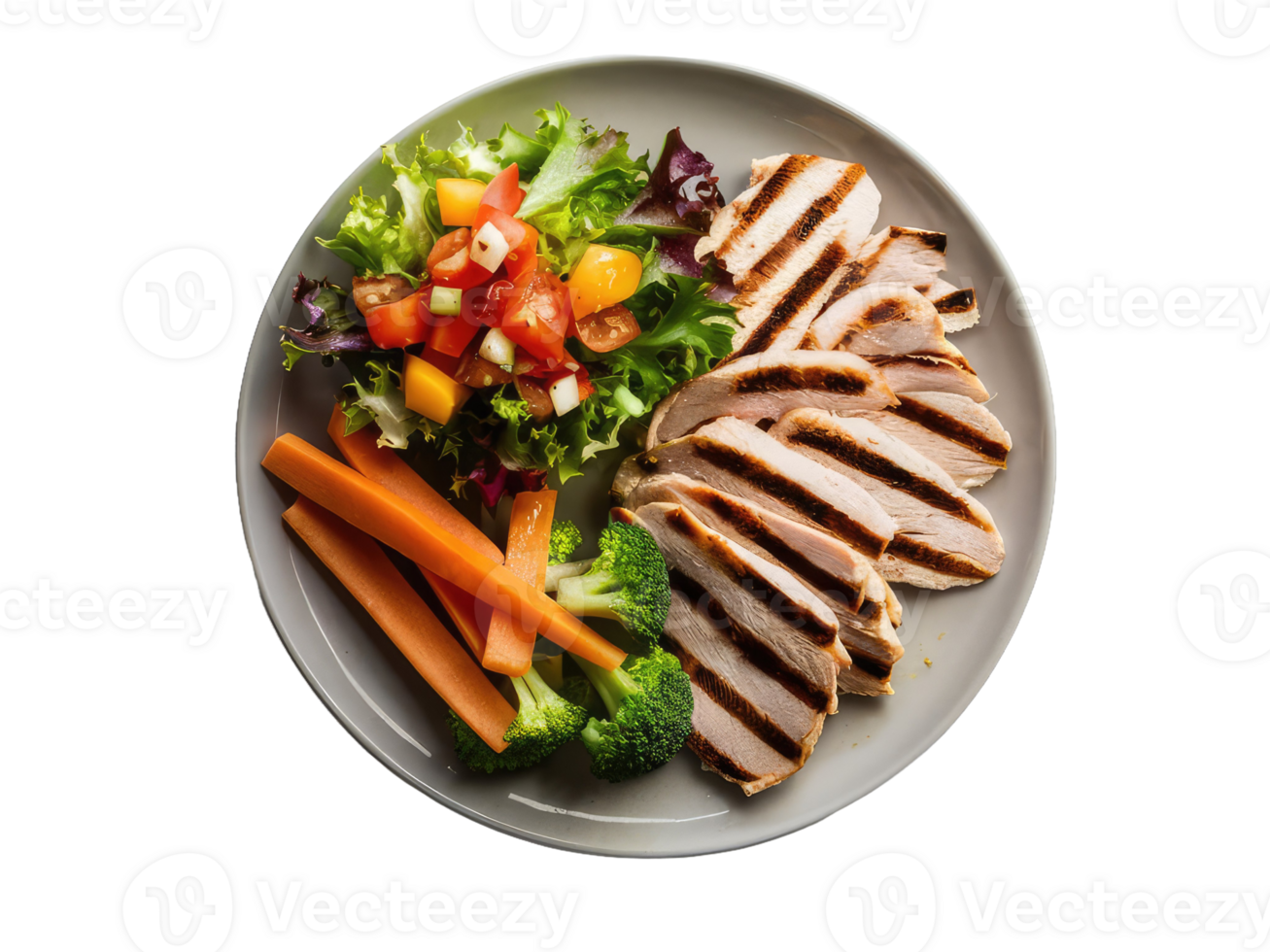 Balanced Plate with Grilled Chicken and Vegetables png