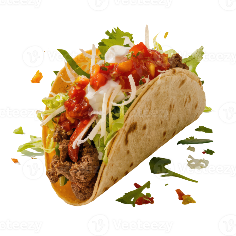 A Taco With Salsa Cheese And Tomatoes 47599828 PNG a-taco-with-salsa-cheese-and-tomatoes-47599828-png