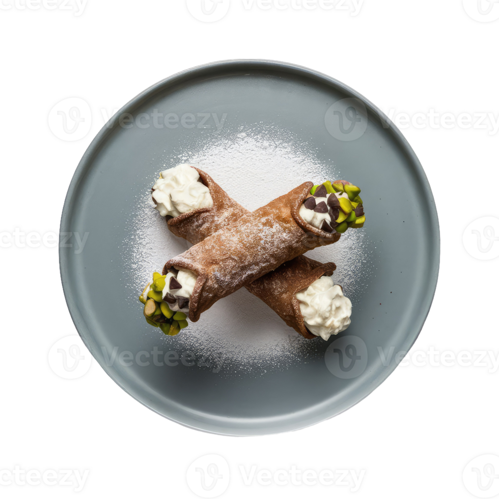 Two Cannoli with Whipped Cream and Pistachios png