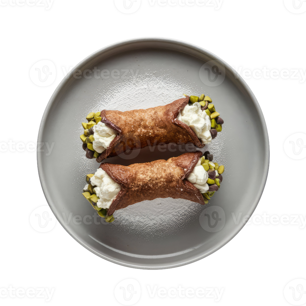 Two Cannoli with Whipped Cream and Pistachios png