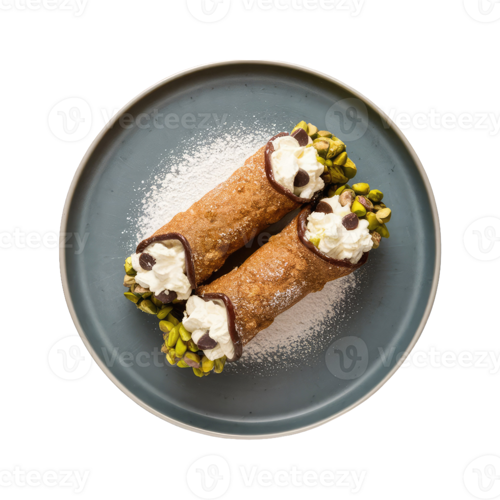 Two Cannoli with Whipped Cream and Pistachios png