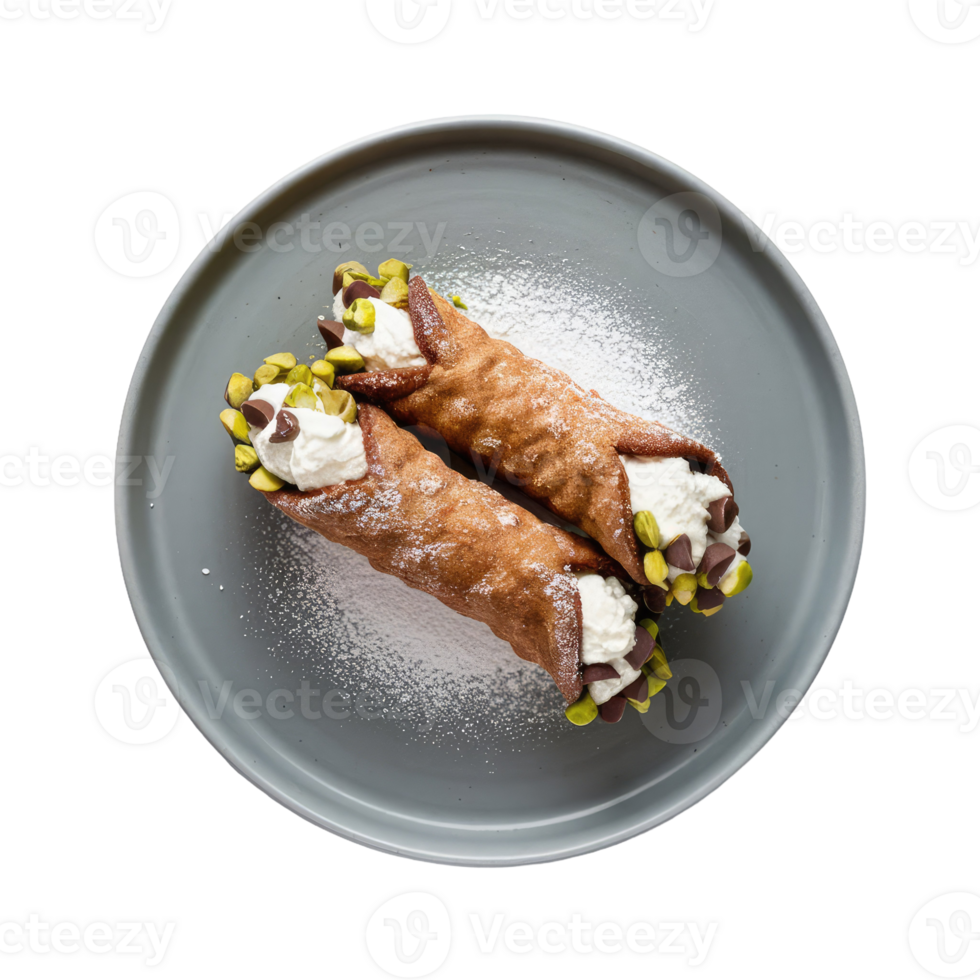 Two Cannoli with Whipped Cream and Pistachios png