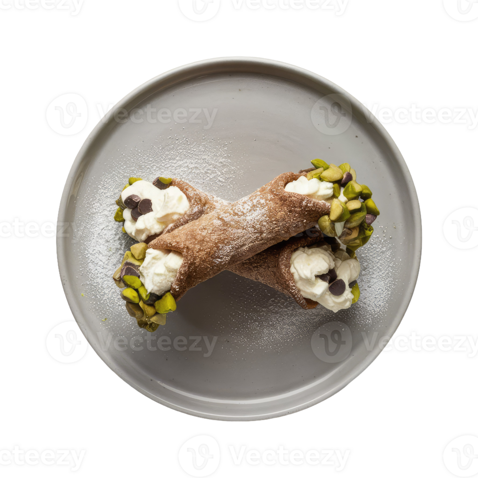 Two Cannoli with Whipped Cream and Pistachios png